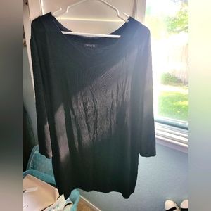 GU VIKKI VI Classic Black V-Neck 3/4 Sleeve Tunic Blouse Top SZ 1X